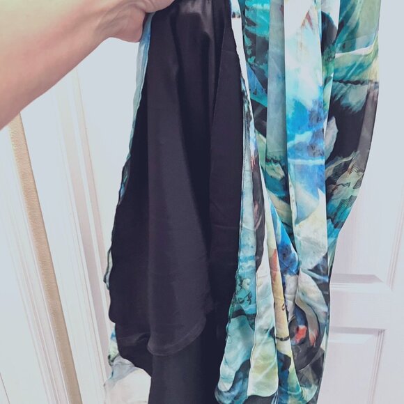 La Famme Long Maxi Multi Color Tropical Sz 0-Strapless Beaded Floral Waist Dress - Picture 7 of 15